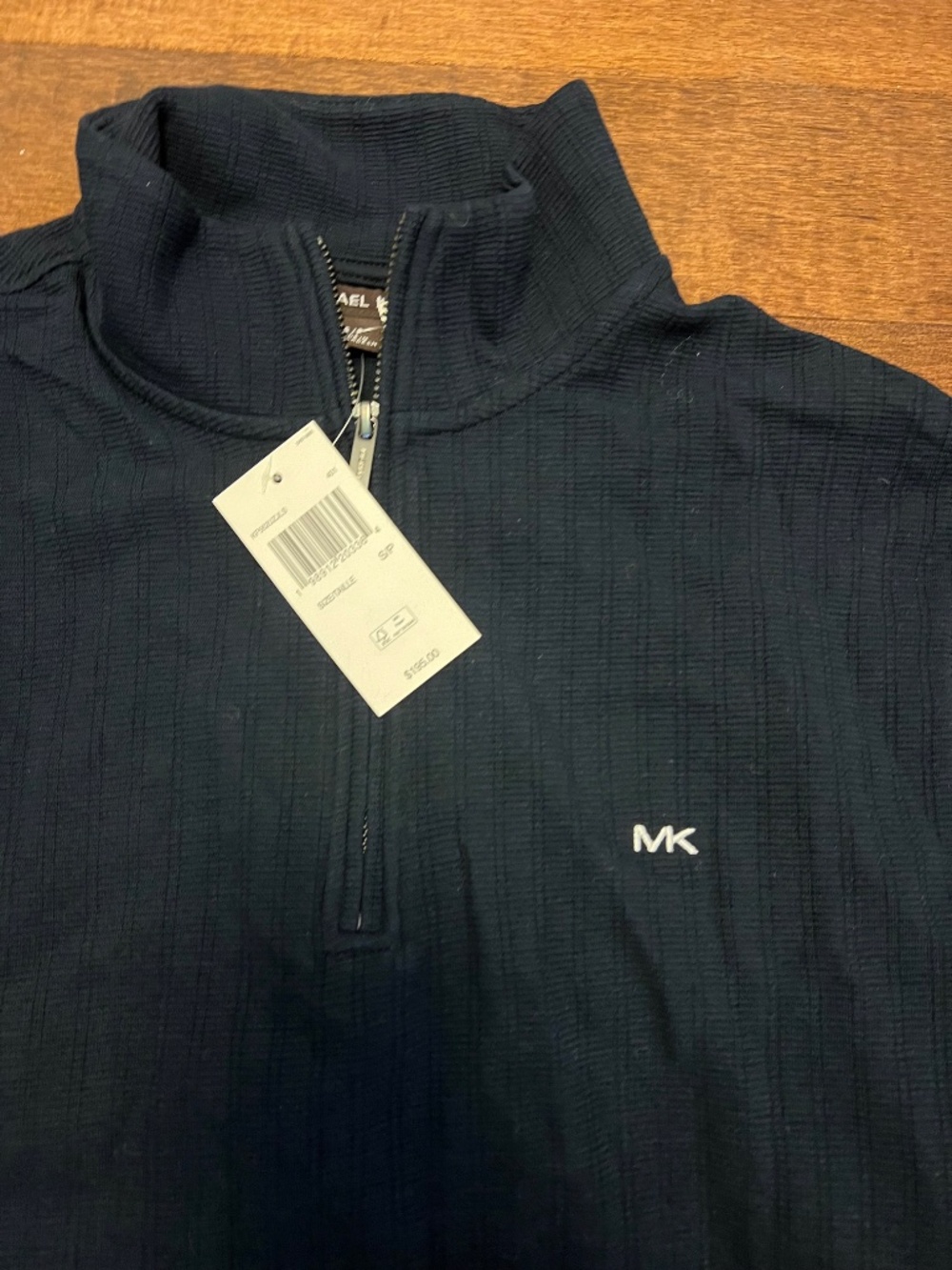 Michael Kors Men's Navy Quarter-Zip Pullover with MK Logo - Picture 2 of 2